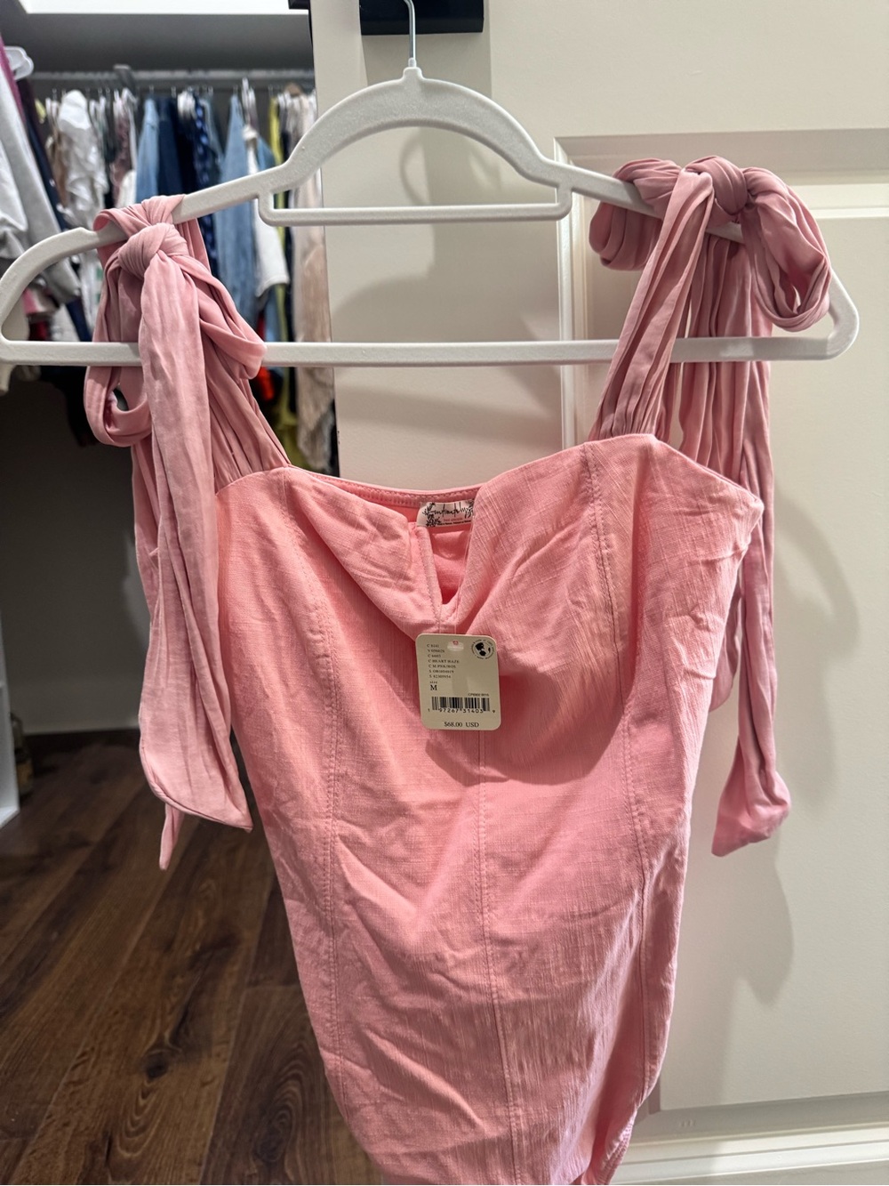 Women’s Pink Tie-Shoulder bodysuit Top